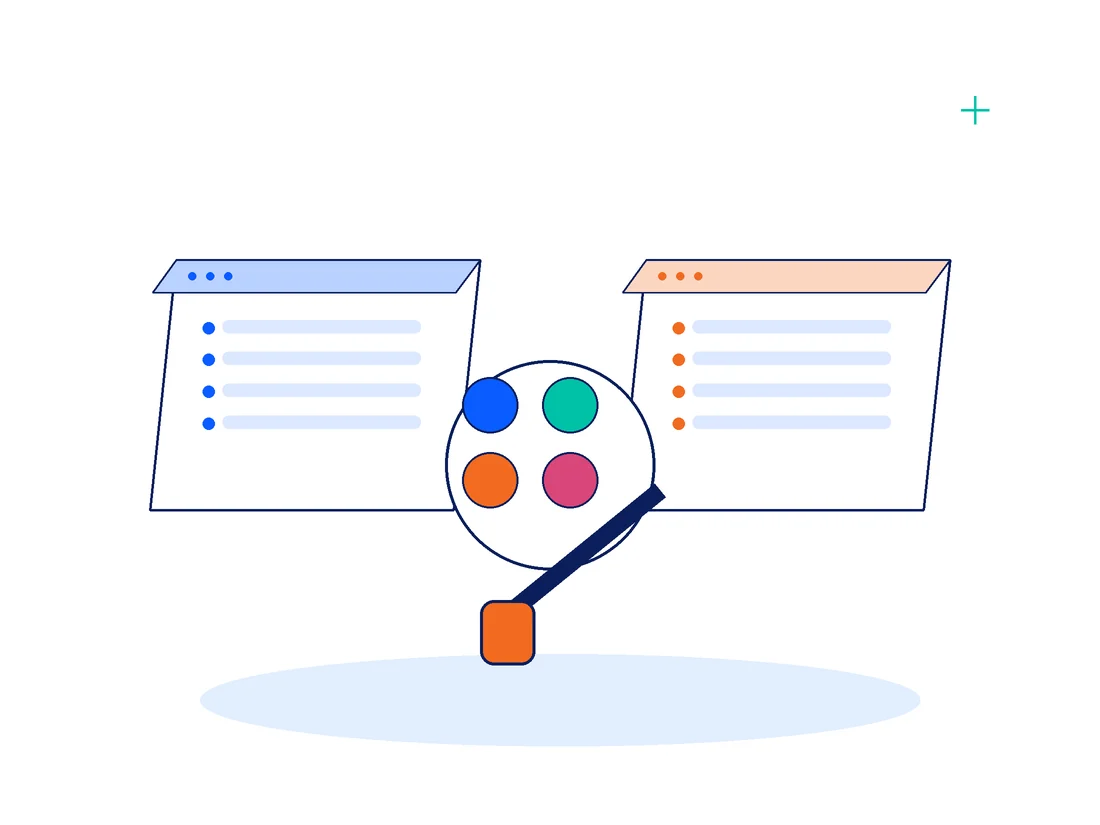 Illustration of one product interface shown with two different brand identities